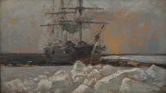 Carl Wilhelm Barth, Skip går inn i isen, Olje på plate