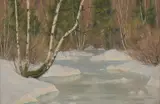 Gustav Wentzel, Islagt elv, Olje på lerret