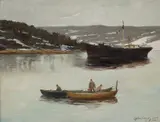 Karl Dørnberger, Fra Son, 1906, Olje på mahogniplate