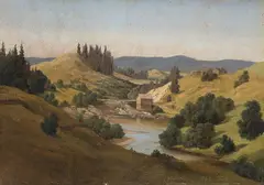 Joachim Frich, Aanesruddalen, Nannestad, 1842, Olje på papir, oppklebet på plate