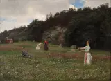 Hans Gude, Engblomster, 1888, Olje på mahogniplate