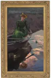 Christian Skredsvig, Gyldne skyer. Aften på innsjøen, 1892, Olje på lerret