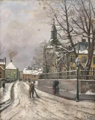 Frederik Collett, Bergens Katedralskole og Domkirken, 1884, Olje på lerret