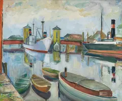 Gustav Undersaker, Bakke bro over Nidelven, Trondheim, Olje på lerret