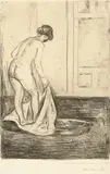 Edvard Munch, Kvinne som bader seg, Radering trykket i svart på middels tynt