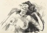 Edvard Munch, Liggende halvakt I, Litografi trykket i svart på middels tynt gulhvitt