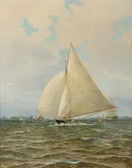 Hjalmar Johnssen, Engelsk race, Themsen, 1897, Olje på lerret