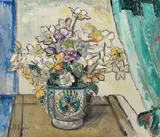 Julie de Holmberg Krohn, Oppstilling med blomster i vase, Olje på lerret