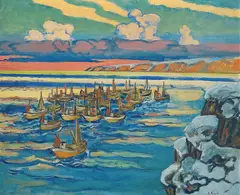 Axel Revold, Fiskeflåten går ut, Olje på plate