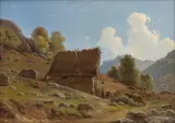 Knud Baade, Budeie med kyr ved en seter, 1861, Olje på lerret