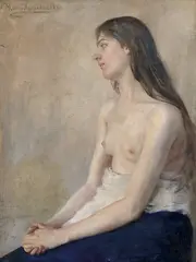 Hans Heyerdahl, Kvinneakt, 1886, Olje på lerret