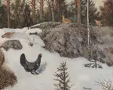 Mauritz Drougge, Tiurspill, Olje på lerret