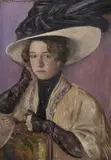Oscar Grønmyra, Kvinneportrett, 1908, Olje på lerret