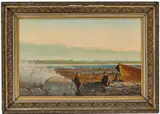 Henrik Wilhelm Bennetter, Tarebrenning på Jæren, 1900, Olje på lerret