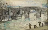 Willi Midelfart, Fiskere ved Pont Neuf, Paris, 1934, Olje på lerret