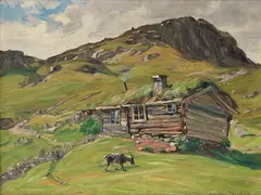 Gustav Wentzel, Seter med geit, Olje på lerret