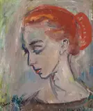 Joronn Sitje, Kvinneportrett, 1957, Olje på plate