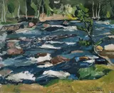 Erling Enger, Elvelandskap, 1944, Olje på plate