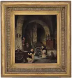 Vincent Stoltenberg Lerche, Munker i vinkjeller, 1872, Olje på lerret