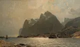 Adelsteen Normann, Fra Reine i Lofoten, 1880, Olje på lerret