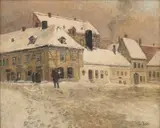 Bymotiv fra Kirkeristen, Kristiania by Frits Thaulow, Olje på lerret, sold Nov 2009