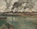 Røyken (Les Fumées) by Frits Thaulow, Olje på lerret, sold Nov 2009