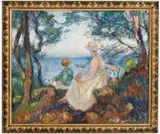 Thorolf Holmboe, Skjærgårdslandskap med to figurer, Olje på lerret