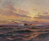 Et skjær by Thorolf Holmboe, Olje på lerret, sold Nov 2009