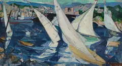 Harald Dal, Regatta i Oslofjorden, 1948, Olje på plate