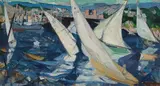 Harald Dal, Regatta i Oslofjorden, 1948, Olje på plate