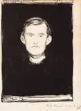 Edvard Munch, Selvportrett, Litografi trykket i svart på tykt gulhvitt papir
