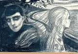 Edvard Munch, Løsrivelse II, Litografi trykket i blått på hvitt papir