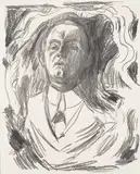 Edvard Munch, Selvportrett med sigar, Litografi trykket i svart på middels tynt