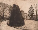 Edvard Munch, Hagen, Radering trykket i brunt på tykt gulhvitt papir