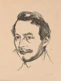 Edvard Munch, Dr Max Linde, Litografi trykket i gråsvart på tynt gulhvitt