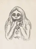 Edvard Munch, Omegas øyne, Litografi trykket i svart på middels tykt