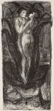 Edvard Munch, Kjærlighetsblomsten, Litografi trykket i svart på tykt gulhvitt papir