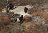 Halfdan Gran, Orrfuglleik, Olje på lerret