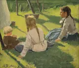 Hans Dahl, Studie av barn, 1876, Olje på lerret, oppklebet på plate