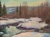 Alf Lundeby, Mesnaelven, 1945, Olje på lerret