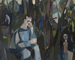 Tore Hamsun, Abstrakt blå mann, 1955, Olje på lerret
