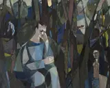 Tore Hamsun, Abstrakt blå mann, 1955, Olje på lerret