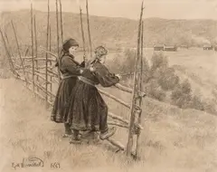 Erik Werenskiold, Fra Telemark, 1884, Kullstift på beige tykt papir, lysmål