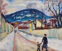 Kristen Holbø, Tidlig vår Gamleveien, 1945, Olje på plate