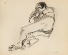 Ludvig Karsten, Liggende akt, 1925, Kullstift, lysmål