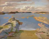 Carl von Hanno, Kystlandskap, 1943, Olje på plate