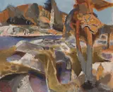 Håkon Stenstadvold, Furu, berg og vann, 1962, Olje på lerret