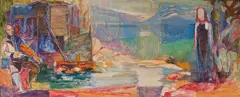 Utkast til m/v Venus by Karl Høgberg, 1947, Olje på plate, sold Dec 2008