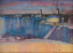 Olav Strømme, Utsyn over Stockholm, 1954, Olje på plate
