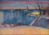 Olav Strømme, Utsyn over Stockholm, 1954, Olje på plate